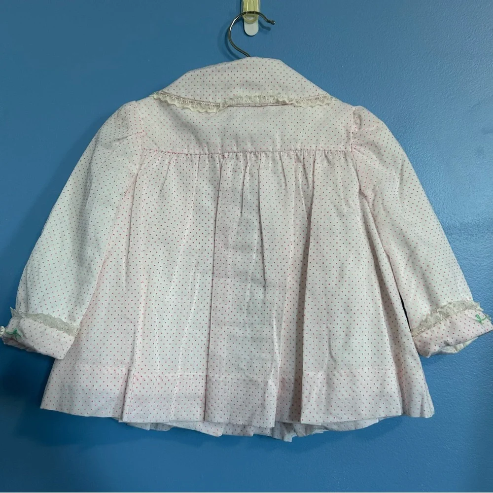 Vintage 70s 80s Tiny Tots Originals 3 piece set pink coat dress bonnet toddler